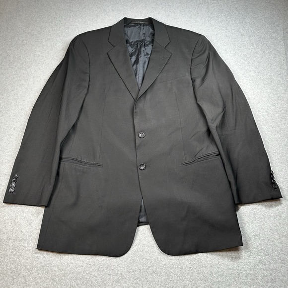 Armani Collezioni 42L Black Wool Blazer 2-Button Italy Saks Fifth Ave